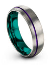 Grey and Purple Wedding Rings Male Fancy Tungsten Band Simple Grey Promise - Charming Jewelers
