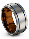 Wedding Bands Sets in Grey Tungsten Wedding Ring Grey Blue Carbide Band Promise - Charming Jewelers