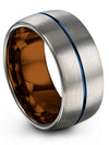 Grey Blue Men Wedding Rings Tungsten Brushed Wedding Bands Grey Finger Rings - Charming Jewelers