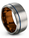 Man Ring Wedding Rings Tungsten Grey and Blue Band Set Grey Ring Simple Promise - Charming Jewelers