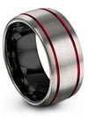 Couples Wedding Bands Sets Grey Tungsten Grey Black Engravable Promise Rings - Charming Jewelers