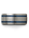 Grey Jewelry for Guys Wedding Tungsten Wedding Rings 10mm Blue Line Guy Ring - Charming Jewelers