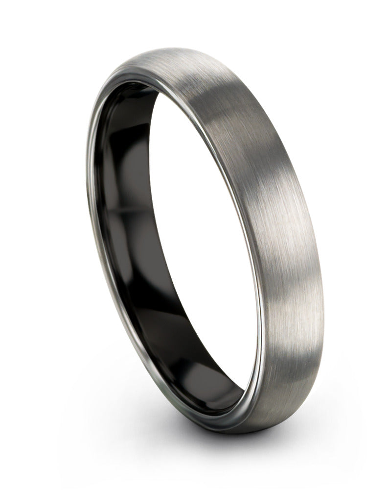 Grey Promise Rings Set for Men's Tungsten 4mm Engagement