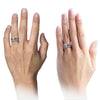 Grey Anniversary Band Set Woman&#39;s Grey Wedding Ring Tungsten Carbide Fiance Him - Charming Jewelers