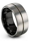 Wedding Rings Wife and Her Set Grey Tungsten Bands Brushed Plain Bands Ring - Charming Jewelers
