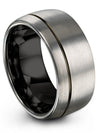 Wedding Rings Grey and Gunmetal Tungsten Wedding Bands 10mm Groove Ring Female - Charming Jewelers