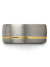 Mens Plain Promise Band Tungsten Bands Natural Finish Grey and 18K Yellow Gold - Charming Jewelers