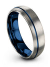 Grey Wedding Band Ladies 6mm Ladies Grey Blue Tungsten Wedding Ring - Charming Jewelers