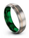 Simple Wedding Bands Man Tungsten Rings for Guy Grey and 18K Rose Gold Promise - Charming Jewelers
