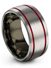 Grey Her and Him Promise Ring 10mm Black Line Tungsten Rings for Man Simple - Charming Jewelers