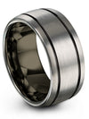 Grey Wedding Tungsten Band for Male Brushed Wife and Fiance Couples Band Grey - Charming Jewelers