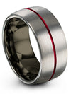 10mm Black Line Anniversary Band for Mens Ring Tungsten 10mm Promise Ring - Charming Jewelers