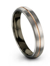 Wedding Band Ladies Engraved Tungsten Grey Wedding Ring Guys Grey 18K Rose Gold - Charming Jewelers
