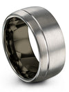 10mm Grey Line Promise Rings Wedding Rings Set for His and Him Tungsten 10mm 4 - Charming Jewelers