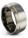 Wedding Band Set for Man Grey 18K Yellow Gold Tungsten Bands for Lady Brushed - Charming Jewelers
