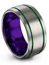 Best Friends Wedding Rings Grey and Green Tungsten Rings Promise Ring for Her - Charming Jewelers