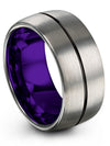 Solid Grey Wedding Bands Set for Wife and Fiance Tungsten Him and Fiance - Charming Jewelers