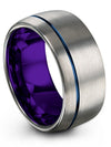 Womans Grey and Blue Tungsten Promise Ring Tungsten Carbide Wedding Bands Grey - Charming Jewelers