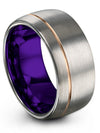 Grey 18K Rose Gold Wedding Rings Men Tungsten Wedding Ring Grey Plated Grey - Charming Jewelers