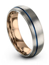 Woman Wedding Rings Blue Line 6mm Tungsten Grey Ring Promise Engagement Ladies - Charming Jewelers