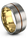 Set of Wedding Rings Grey Plated Tungsten Bands for Female Men Grey and Copper - Charming Jewelers