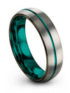 Wedding Bands Set for Boyfriend and Wife Tungsten Band Dome Grey Teal Jewelry - Charming Jewelers