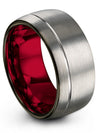 Wedding Rings Grey and Grey Tungsten Rings for Couples Set Promise Rings - Charming Jewelers