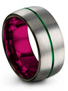 10mm Green Line Wedding Bands Grey Tungsten Solid Grey Valentines Day Gift - Charming Jewelers