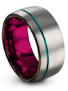 10mm Teal Line Wedding Ring for Mens Tungsten Wedding Ring for Men&#39;s 10mm Grey - Charming Jewelers