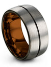 Groove Anniversary Band Man Tungsten Bands for Woman Grey Black Grey Engraved - Charming Jewelers
