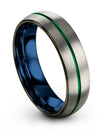 Female 6mm Band Ring Lady Wedding Rings Tungsten Grey 6mm Green Line Ring Grey - Charming Jewelers