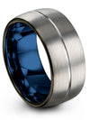 Grey Men&#39;s Promise Band Set 10mm Grey Line Tungsten Bands for Lady Jewelry - Charming Jewelers