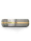 Tungsten Boyfriend and Her Wedding Band Grey and 18K Yellow Gold Tungsten Bands - Charming Jewelers