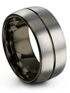 Grey Tungsten Anniversary Band Tungsten Grey Gunmetal Ring Minimal Rings - Charming Jewelers