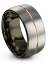 Groove Promise Ring for Woman&#39;s 10mm Tungsten Grey Ring Matching Bands Sets - Charming Jewelers