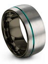 Tungsten Carbide Promise Ring Grey Tungsten Carbide Grey Teal Bands Couples - Charming Jewelers