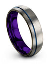 Minimalist Anniversary Band Woman 6mm Blue Line Tungsten Band Promise Band - Charming Jewelers