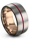 Matching Wedding Ring for Couples Grey Female Tungsten Wedding Rings Black Line - Charming Jewelers
