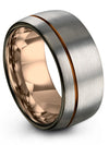 Guy Wedding Bands Copper Line Tungsten Grey and Copper Ring for Man Simple Cute - Charming Jewelers