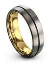 Mens Grey Plain Wedding Ring Wedding Band Sets for Boyfriend and Her Tungsten - Charming Jewelers
