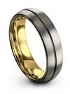 6mm Gunmetal Line Ladies Wedding Ring Guy Wedding Bands Grey Tungsten Love - Charming Jewelers