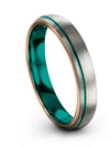 Plain Grey Wedding Band for Ladies Tungsten Rings for Male Teal Line Her - Charming Jewelers