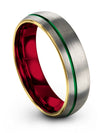 Woman&#39;s Promise Ring Green Line Tungsten Carbide Grey Green Ring Boyfriend - Charming Jewelers