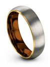 Woman Wedding Ring Grey and Engraved Tungsten Ring for Men Matching Bands - Charming Jewelers