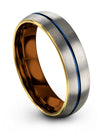 Lady Promise Rings Grey and Blue Tungsten Physician Rings Minimalist Band - Charming Jewelers