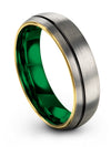Grey Wedding Set for Men 6mm Tungsten Wedding Ring Grey Promise Band Set Birth - Charming Jewelers