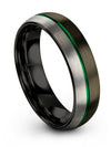 Wedding Ring Sets Tungsten Green Line Band Gunmetal Plated Jewelry Lady - Charming Jewelers