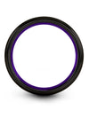 Woman Brushed Gunmetal Promise Ring Tungsten Purple Line Bands Customize Ring - Charming Jewelers