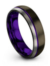 Woman Brushed Gunmetal Promise Ring Tungsten Purple Line Bands Customize Ring - Charming Jewelers