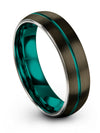 Unique Wedding Ring for Woman Gunmetal and Teal Tungsten